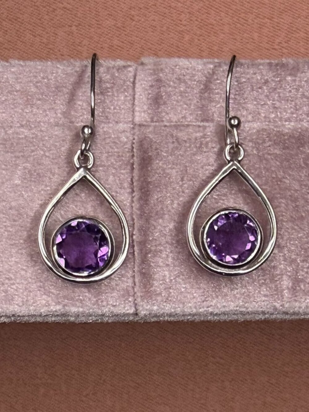 3 ct. Amethyst Teardrop Earrings in .925 Sterling Silver